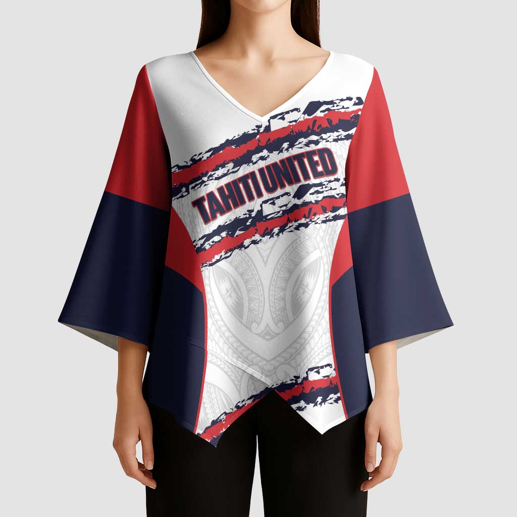 AS Venus Tahiti Football Custom Kimono Sleeve Blouse Go Champions Polynesian Pattern