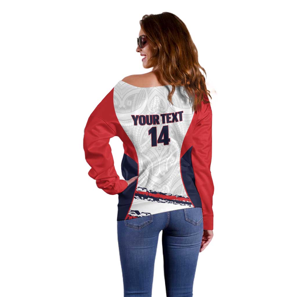 AS Venus Tahiti Football Custom Off Shoulder Sweater Go Champions Polynesian Pattern