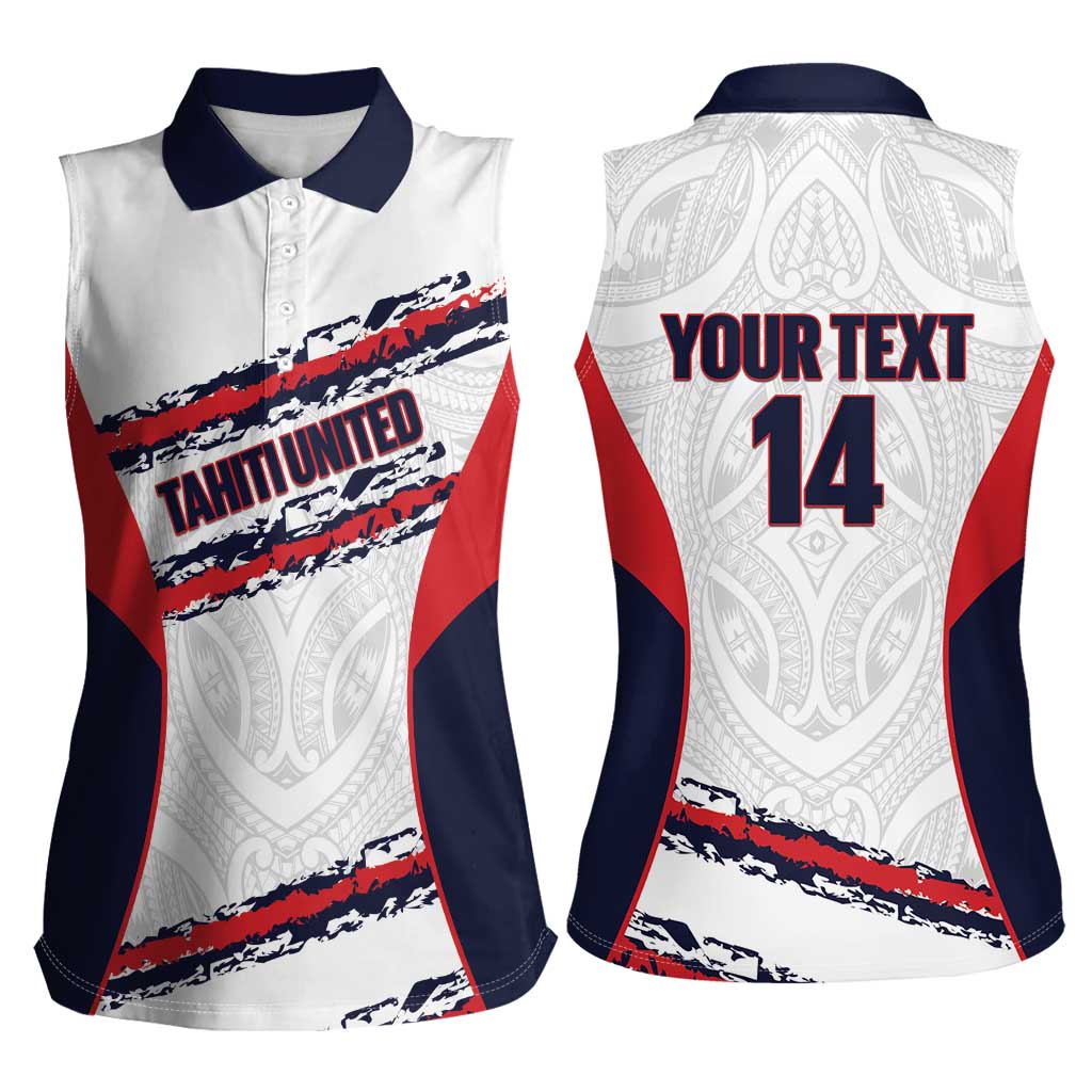 AS Venus Tahiti Football Custom Women Sleeveless Polo Shirt Go Champions Polynesian Pattern
