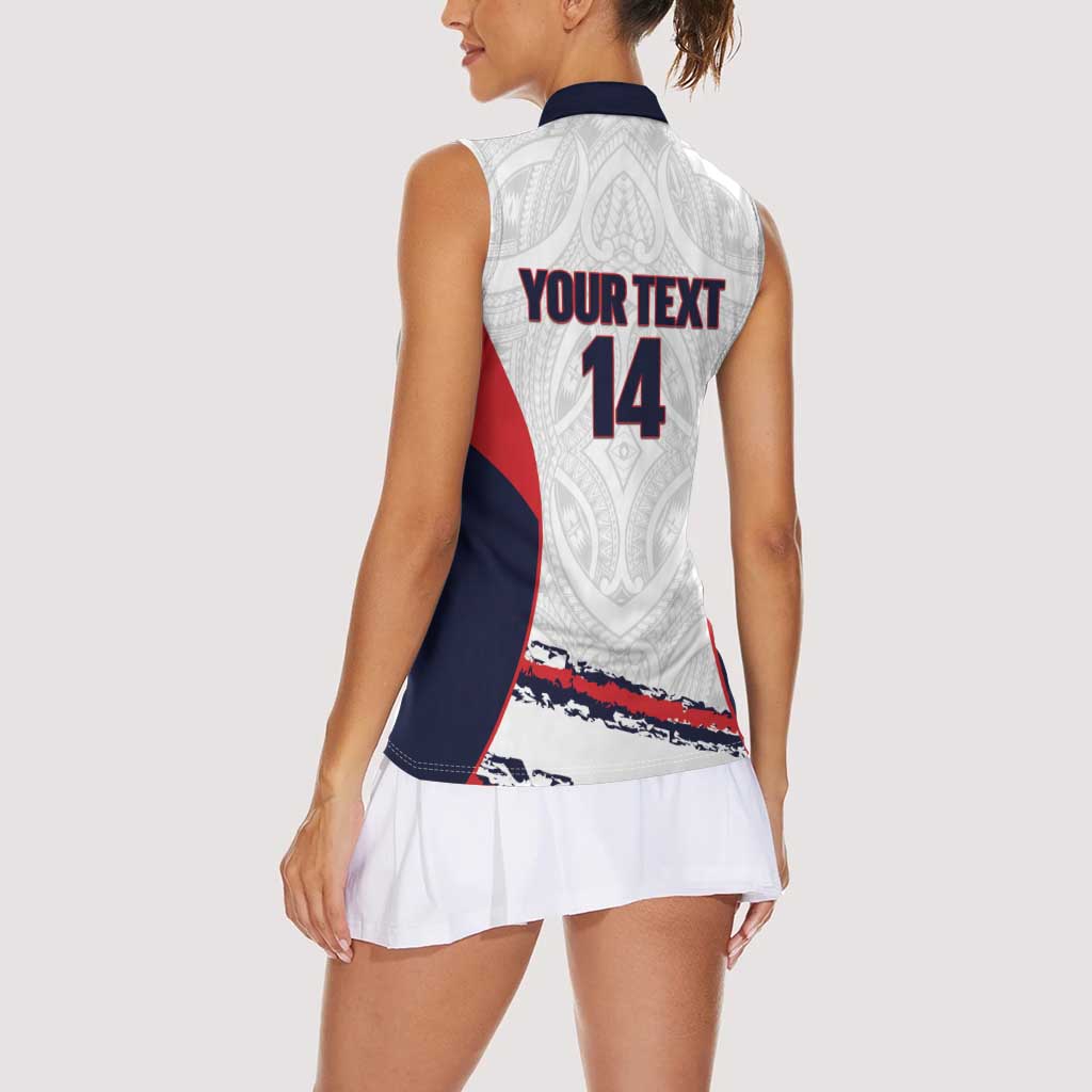 AS Venus Tahiti Football Custom Women Sleeveless Polo Shirt Go Champions Polynesian Pattern