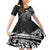 New Zealand Lizard Family Matching Mermaid Dress and Hawaiian Shirt Silver Fern Aotearoa Maori LT14 Daughter's Dress Black - Polynesian Pride