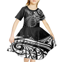 New Zealand Lizard Kid Short Sleeve Dress Silver Fern Aotearoa Maori LT14 - Polynesian Pride