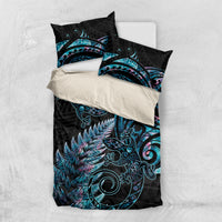 New Zealand Lizard Bedding Set Silver Fern Aotearoa Maori With Paua Shell