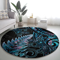 New Zealand Lizard Round Carpet Silver Fern Aotearoa Maori With Paua Shell LT14 - Polynesian Pride