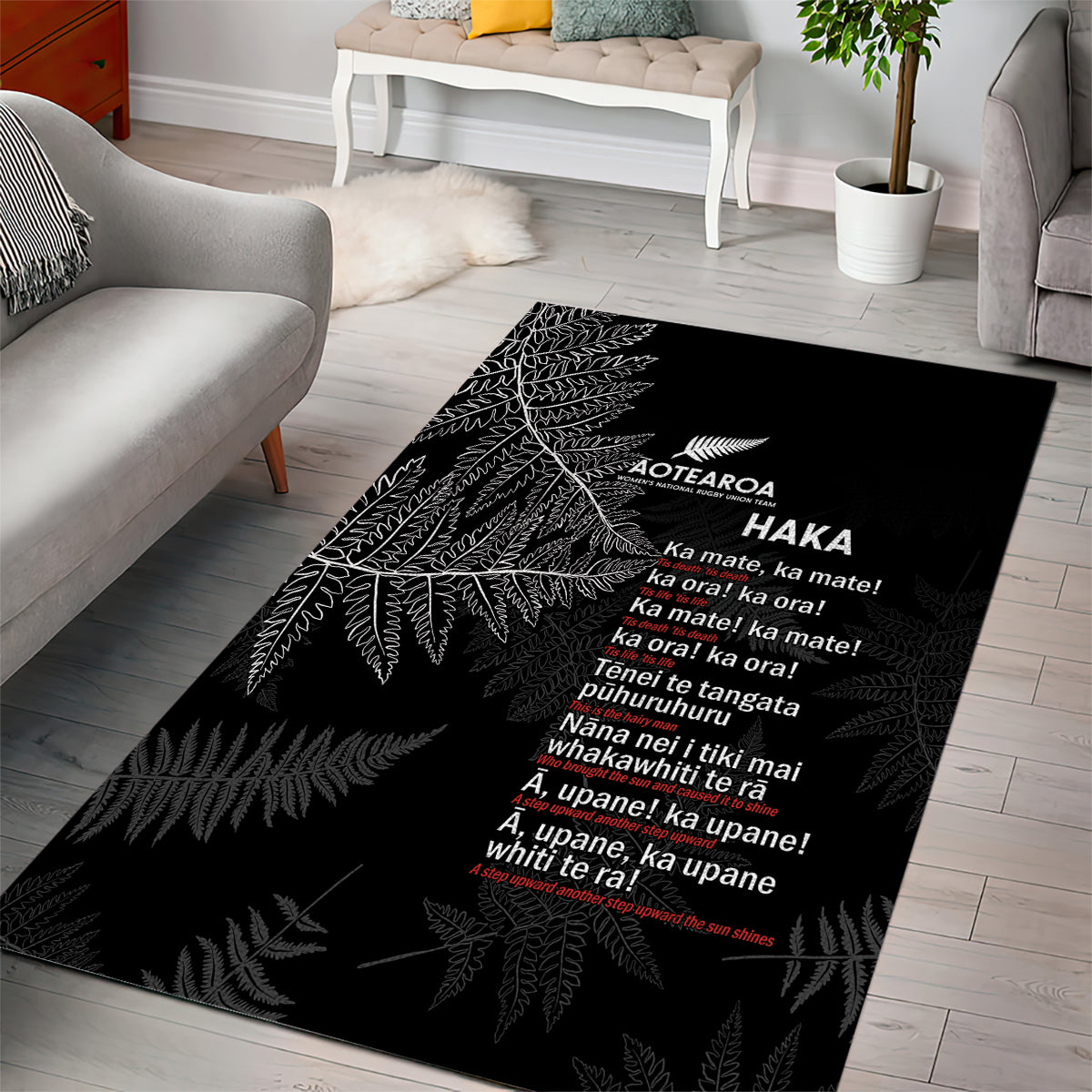 Custom New Zealand Haka Rugby Area Rug 2024 Pacific Go Black Silver Fern LT14 - Polynesian Pride