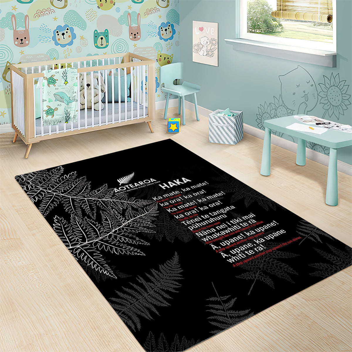 Custom New Zealand Haka Rugby Area Rug 2024 Pacific Go Black Silver Fern LT14 - Polynesian Pride
