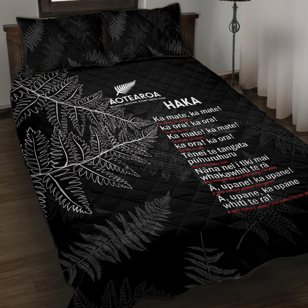 Custom New Zealand Haka Rugby Quilt Bed Set 2024 Pacific Go Black Silver Fern LT14 Black - Polynesian Pride