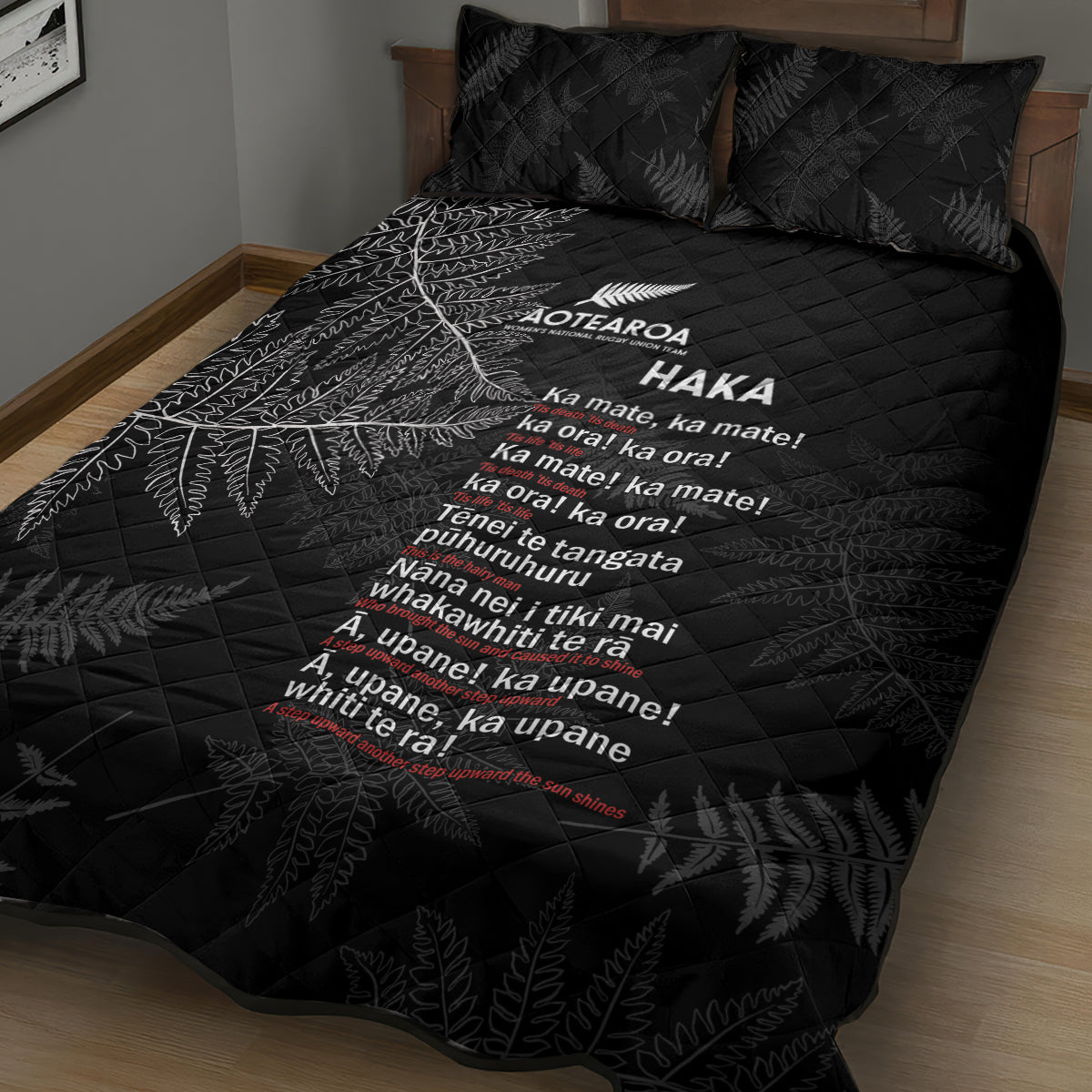 Custom New Zealand Haka Rugby Quilt Bed Set 2024 Pacific Go Black Silver Fern LT14 - Polynesian Pride