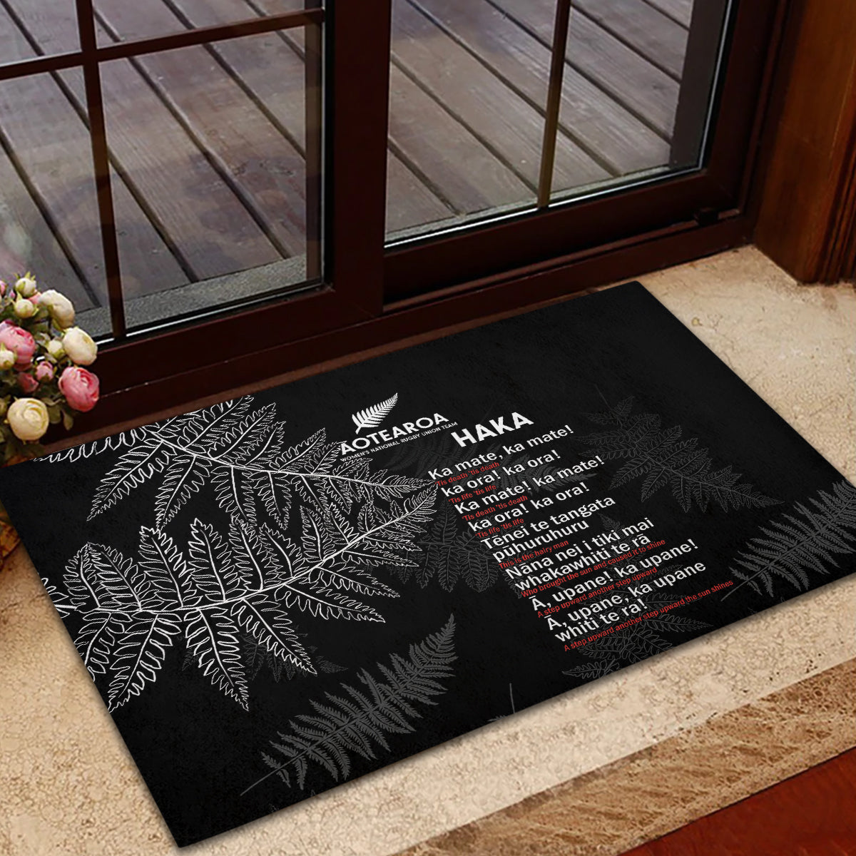 Custom New Zealand Haka Rugby Rubber Doormat 2024 Pacific Go Black Silver Fern LT14 - Polynesian Pride