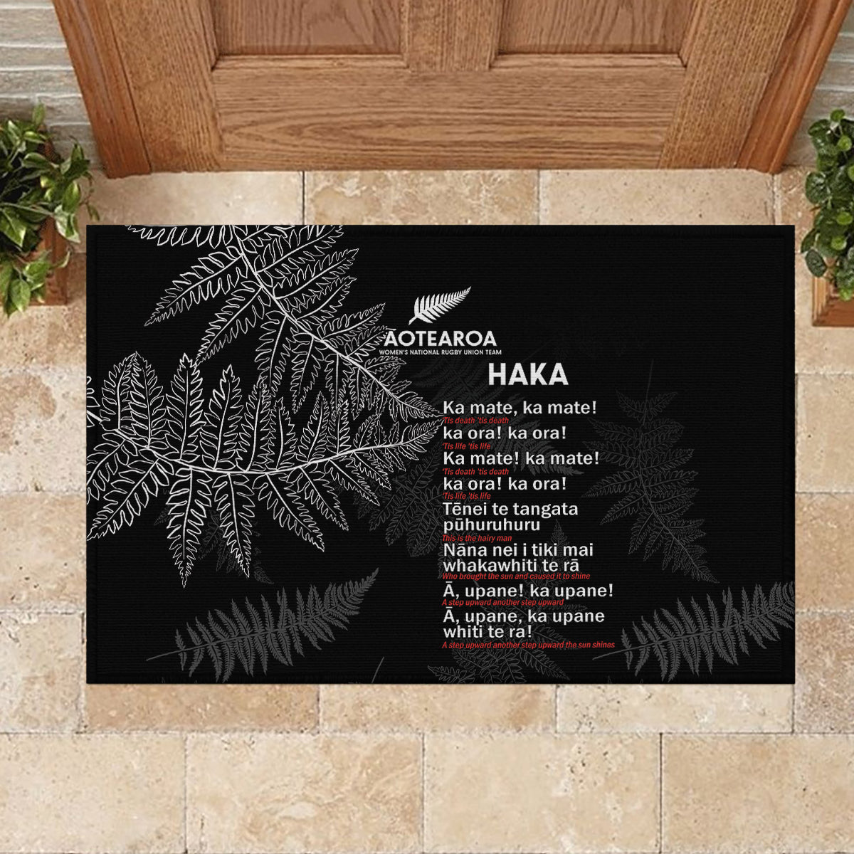 Custom New Zealand Haka Rugby Rubber Doormat 2024 Pacific Go Black Silver Fern LT14 - Polynesian Pride