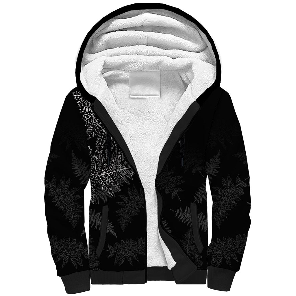 New Zealand Haka Rugby Sherpa Hoodie 2024 Pacific Go Black Silver Fern LT14 Unisex Black - Polynesian Pride