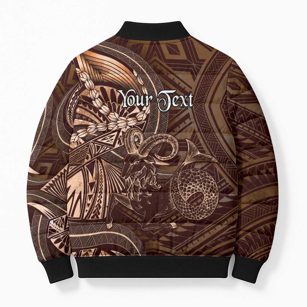 Personalised Polynesia Zodiac Capricorn Bomber Puffer Jacket Galaxy Polynesian Pattern Chest Tattoo Style