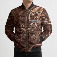 Personalised Polynesia Zodiac Capricorn Bomber Puffer Jacket Galaxy Polynesian Pattern Chest Tattoo Style