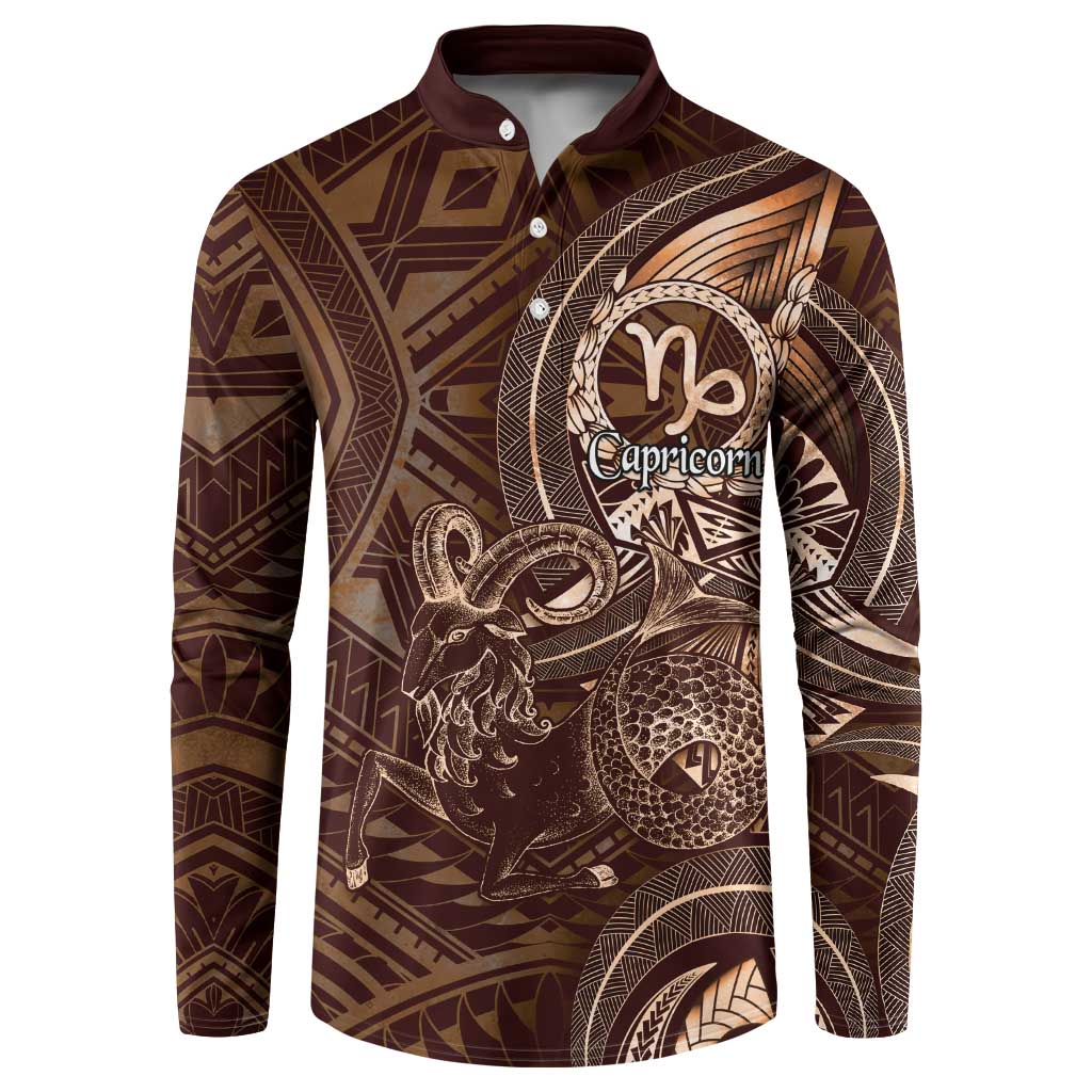 Personalised Polynesia Zodiac Capricorn Button Sweatshirt Galaxy Polynesian Pattern Chest Tattoo Style