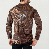 Personalised Polynesia Zodiac Capricorn Button Sweatshirt Galaxy Polynesian Pattern Chest Tattoo Style