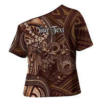 Personalised Polynesia Zodiac Capricorn Cross Shoulder Shirt Galaxy Polynesian Pattern Chest Tattoo Style
