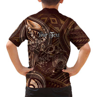 Personalised Polynesia Zodiac Capricorn Family Matching Off Shoulder Short Dress and Hawaiian Shirt Galaxy Polynesian Pattern Chest Tattoo Style