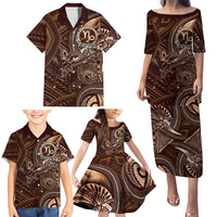 Personalised Polynesia Zodiac Capricorn Family Matching Puletasi and Hawaiian Shirt Galaxy Polynesian Pattern Chest Tattoo Style