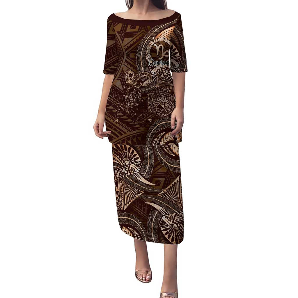 Personalised Polynesia Zodiac Capricorn Family Matching Puletasi and Hawaiian Shirt Galaxy Polynesian Pattern Chest Tattoo Style