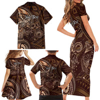 Personalised Polynesia Zodiac Capricorn Family Matching Short Sleeve Bodycon Dress and Hawaiian Shirt Galaxy Polynesian Pattern Chest Tattoo Style LT14 - Polynesian Pride