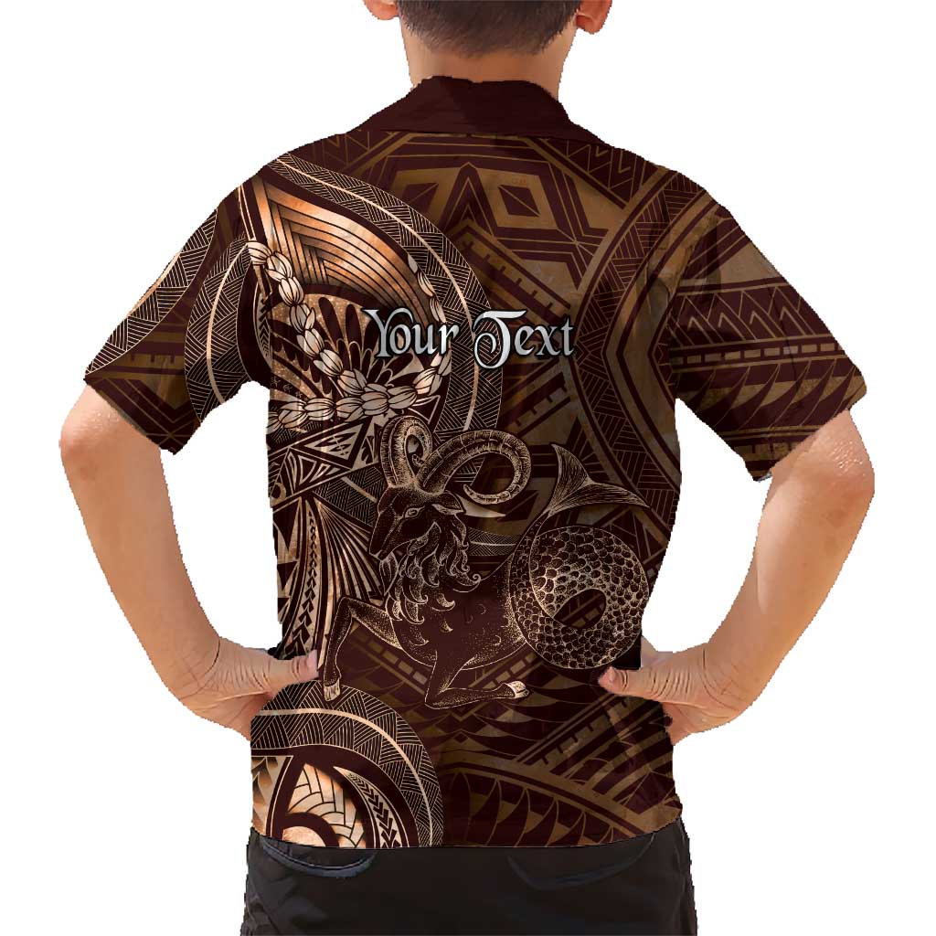 Personalised Polynesia Zodiac Capricorn Family Matching Summer Maxi Dress and Hawaiian Shirt Galaxy Polynesian Pattern Chest Tattoo Style