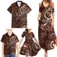 Personalised Polynesia Zodiac Capricorn Family Matching Summer Maxi Dress and Hawaiian Shirt Galaxy Polynesian Pattern Chest Tattoo Style