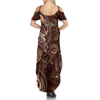 Personalised Polynesia Zodiac Capricorn Family Matching Summer Maxi Dress and Hawaiian Shirt Galaxy Polynesian Pattern Chest Tattoo Style