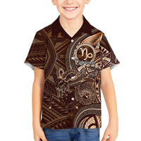 Personalised Polynesia Zodiac Capricorn Family Matching Summer Maxi Dress and Hawaiian Shirt Galaxy Polynesian Pattern Chest Tattoo Style