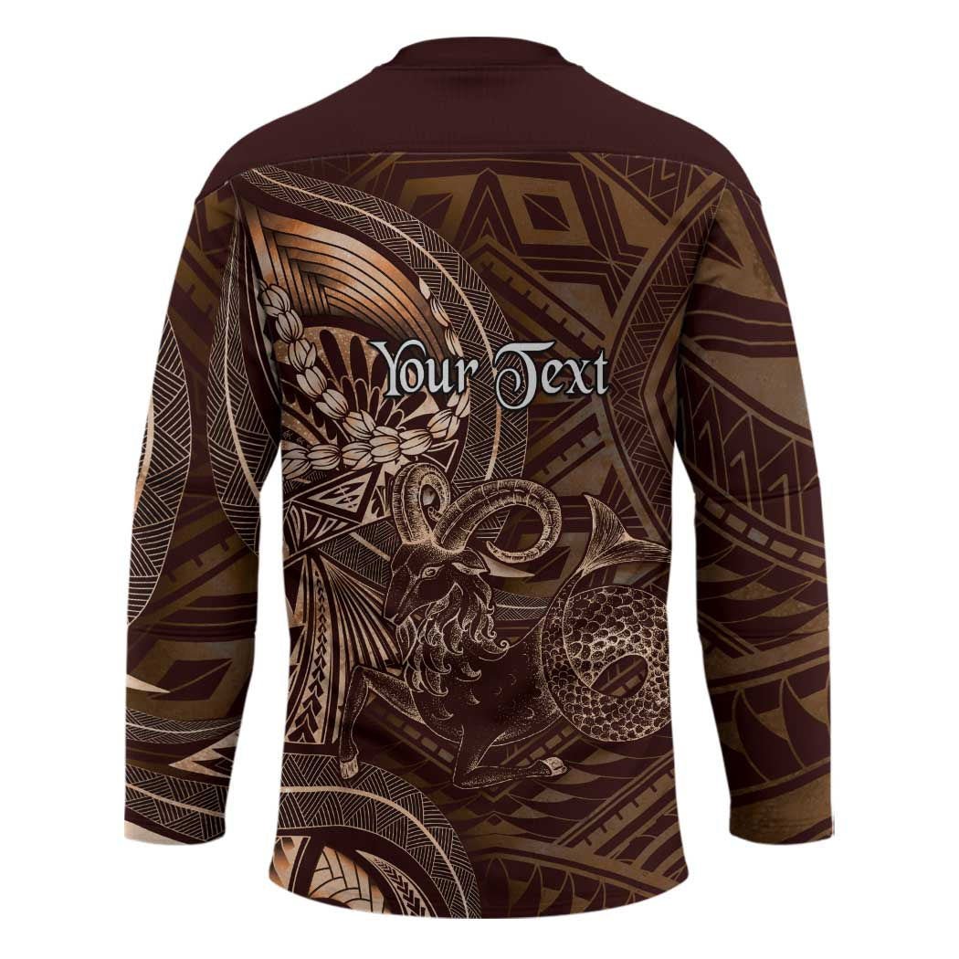 Personalised Polynesia Zodiac Capricorn Hockey Jersey Galaxy Polynesian Pattern Chest Tattoo Style