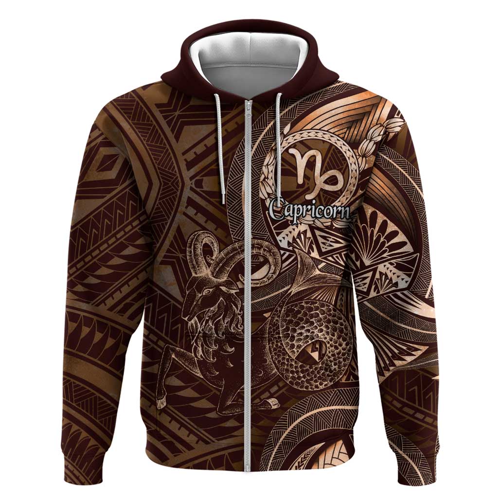 Personalised Polynesia Zodiac Capricorn Hoodie Galaxy Polynesian Pattern Chest Tattoo Style