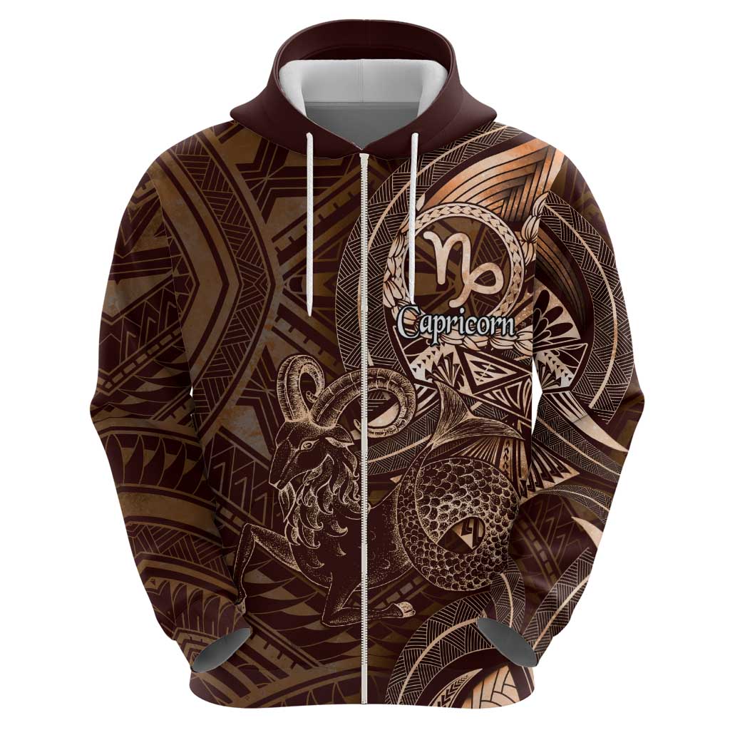 Personalised Polynesia Zodiac Capricorn Hoodie Galaxy Polynesian Pattern Chest Tattoo Style