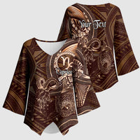 Personalised Polynesia Zodiac Capricorn Kimono Sleeve Blouse Galaxy Polynesian Pattern Chest Tattoo Style