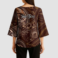Personalised Polynesia Zodiac Capricorn Kimono Sleeve Blouse Galaxy Polynesian Pattern Chest Tattoo Style