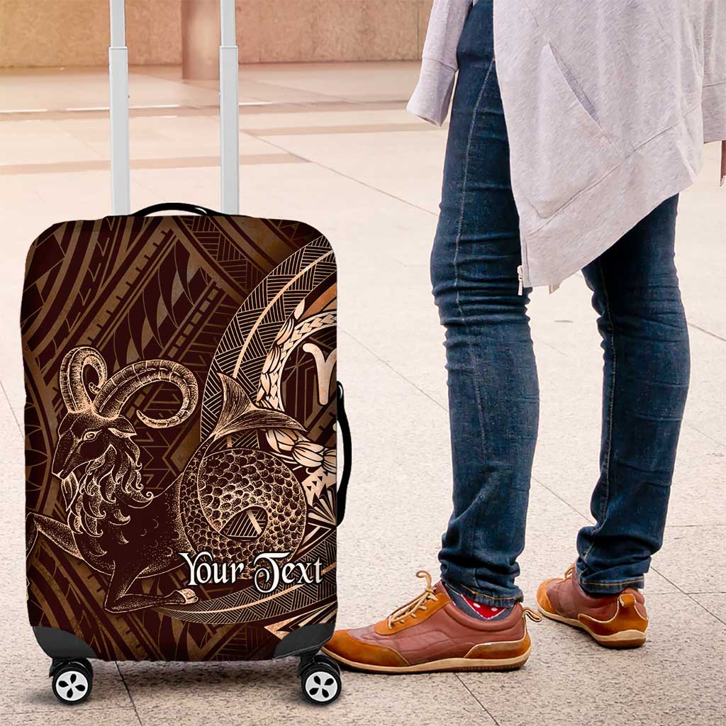 Personalised Polynesia Zodiac Capricorn Luggage Cover Galaxy Polynesian Pattern Chest Tattoo Style LT14 Brown - Polynesian Pride