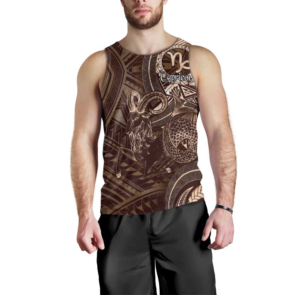 Personalised Polynesia Zodiac Capricorn Men Tank Top Galaxy Polynesian Pattern Chest Tattoo Style