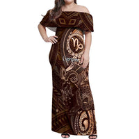 Personalised Polynesia Zodiac Capricorn Off Shoulder Maxi Dress Galaxy Polynesian Pattern Chest Tattoo Style