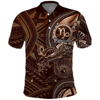 Personalised Polynesia Zodiac Capricorn Polo Shirt Galaxy Polynesian Pattern Chest Tattoo Style