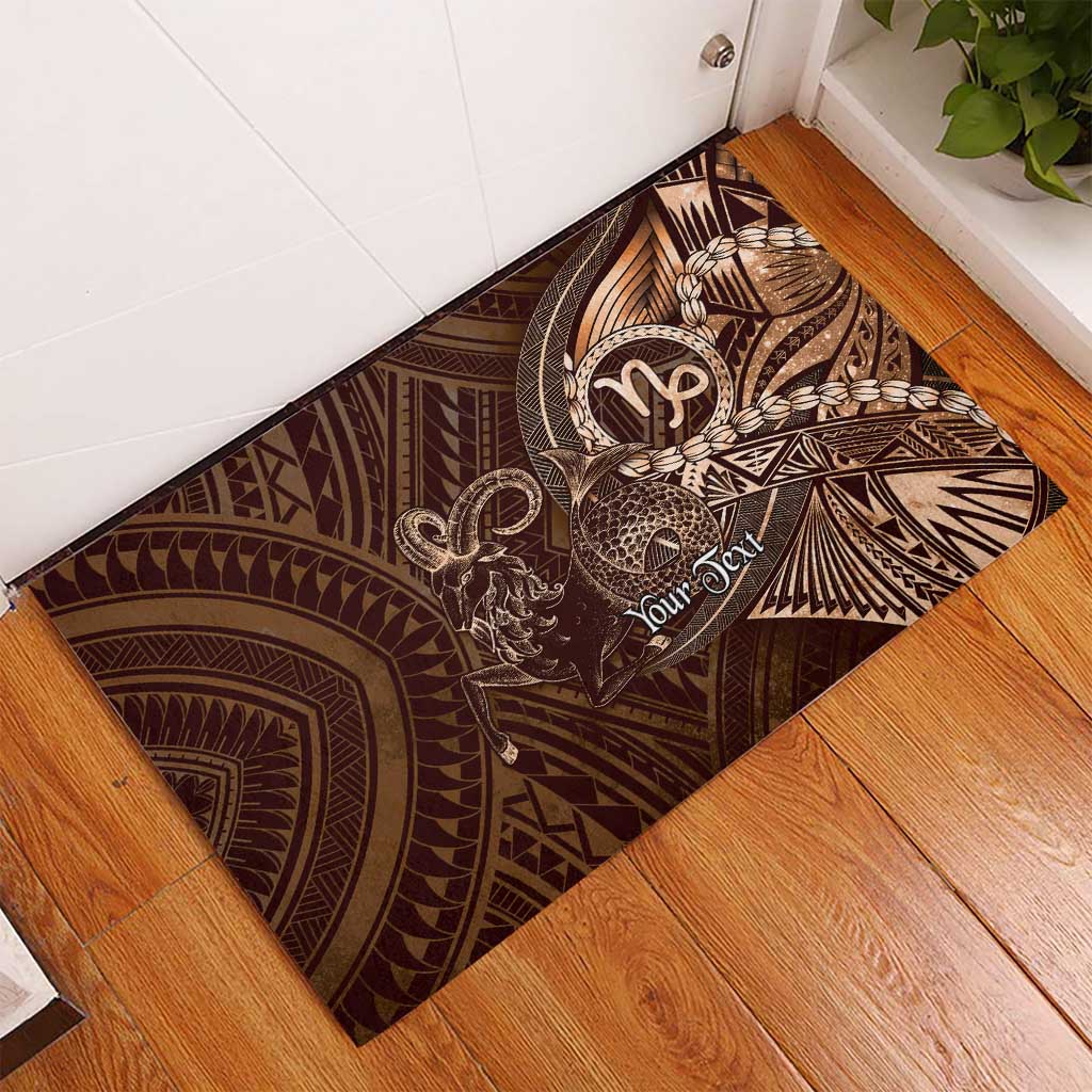 Personalised Polynesia Zodiac Capricorn Rubber Doormat Galaxy Polynesian Pattern Chest Tattoo Style