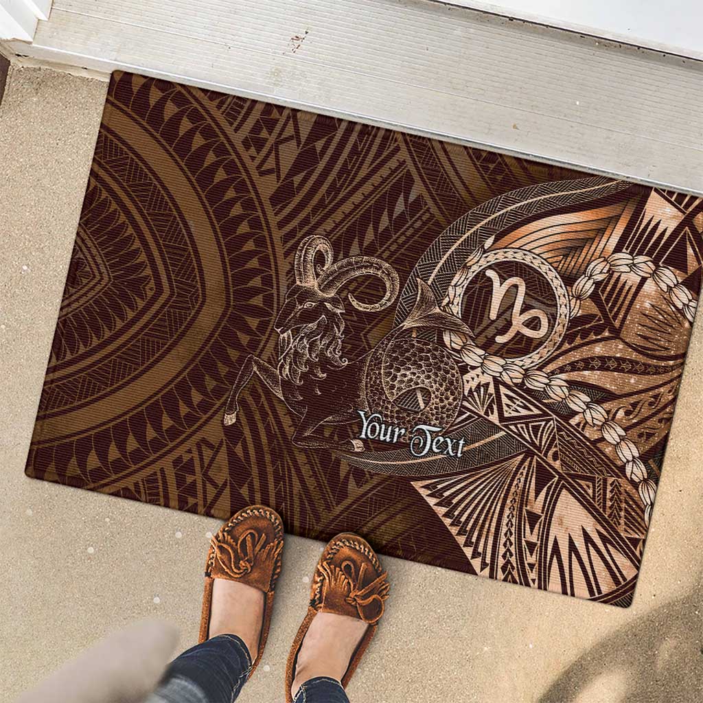 Personalised Polynesia Zodiac Capricorn Rubber Doormat Galaxy Polynesian Pattern Chest Tattoo Style