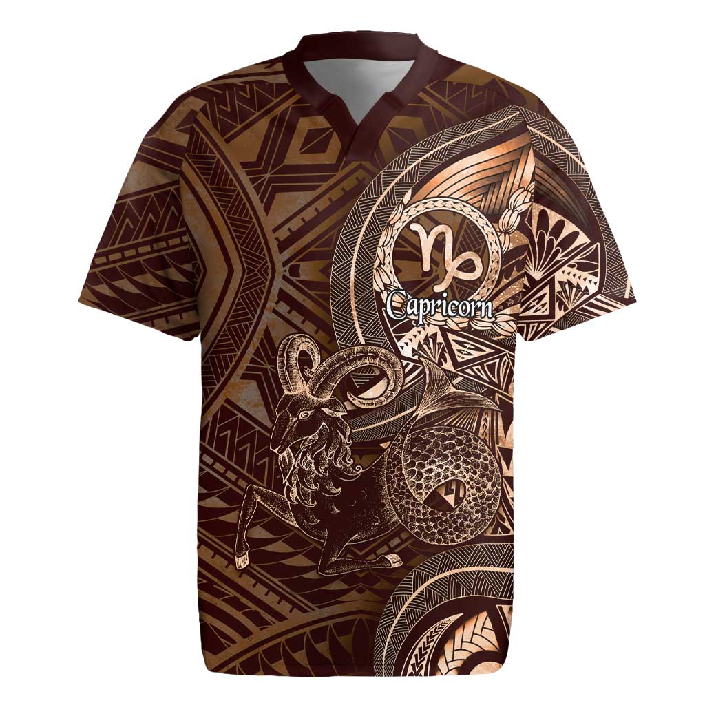 Personalised Polynesia Zodiac Capricorn Rugby Jersey Galaxy Polynesian Pattern Chest Tattoo Style