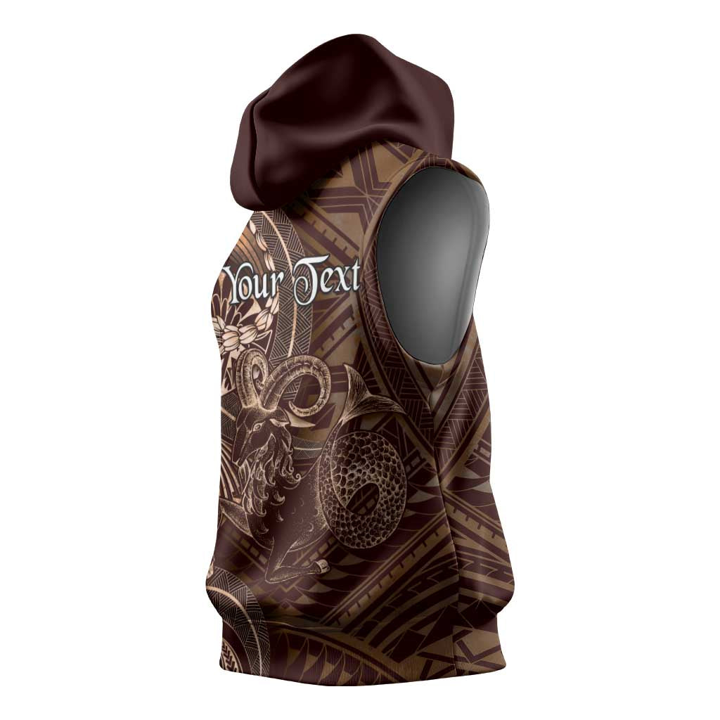 Personalised Polynesia Zodiac Capricorn Sleeveless Hoodie Galaxy Polynesian Pattern Chest Tattoo Style