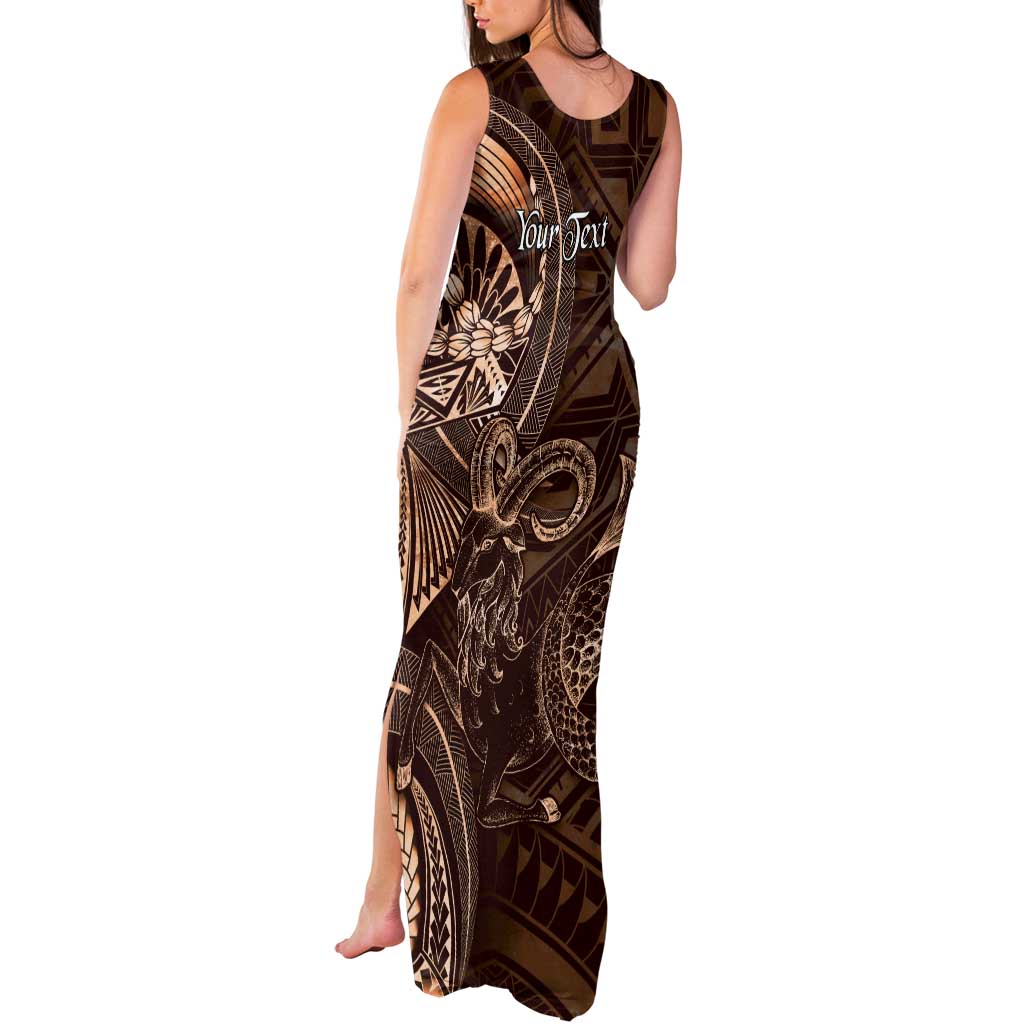 Personalised Polynesia Zodiac Capricorn Tank Maxi Dress Galaxy Polynesian Pattern Chest Tattoo Style