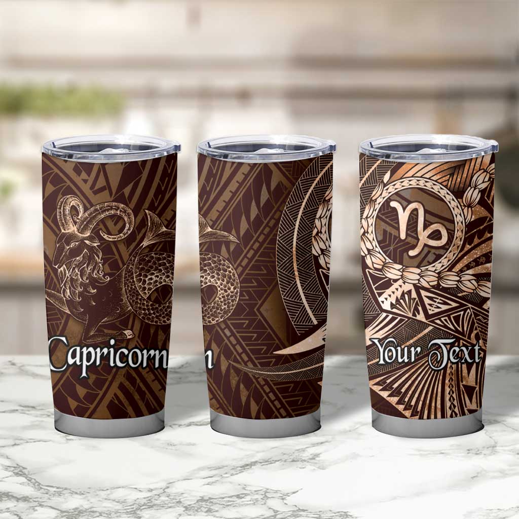 Personalised Polynesia Zodiac Capricorn Tumbler Cup Galaxy Polynesian Pattern Chest Tattoo Style