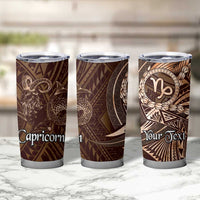 Personalised Polynesia Zodiac Capricorn Tumbler Cup Galaxy Polynesian Pattern Chest Tattoo Style