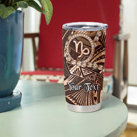 Personalised Polynesia Zodiac Capricorn Tumbler Cup Galaxy Polynesian Pattern Chest Tattoo Style