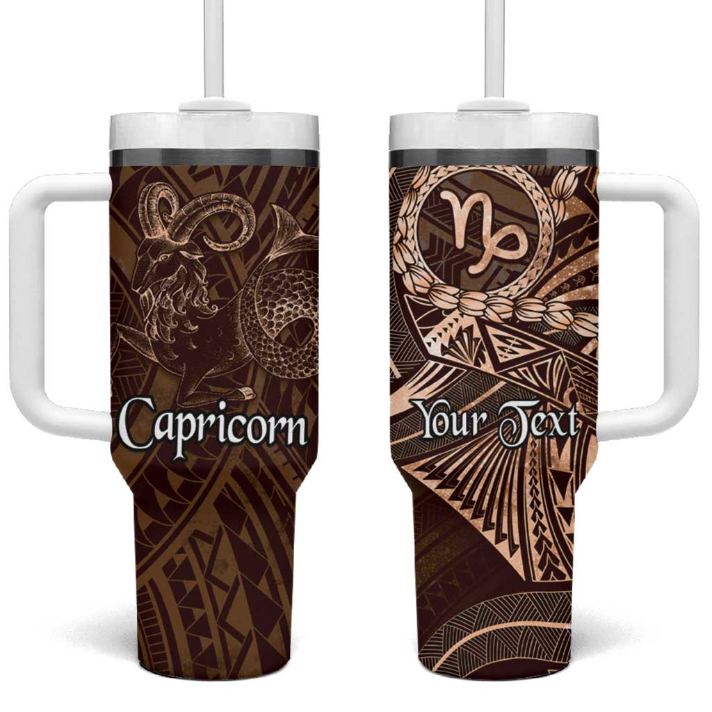 Personalised Polynesia Zodiac Capricorn Tumbler With Handle Galaxy Polynesian Pattern Chest Tattoo Style