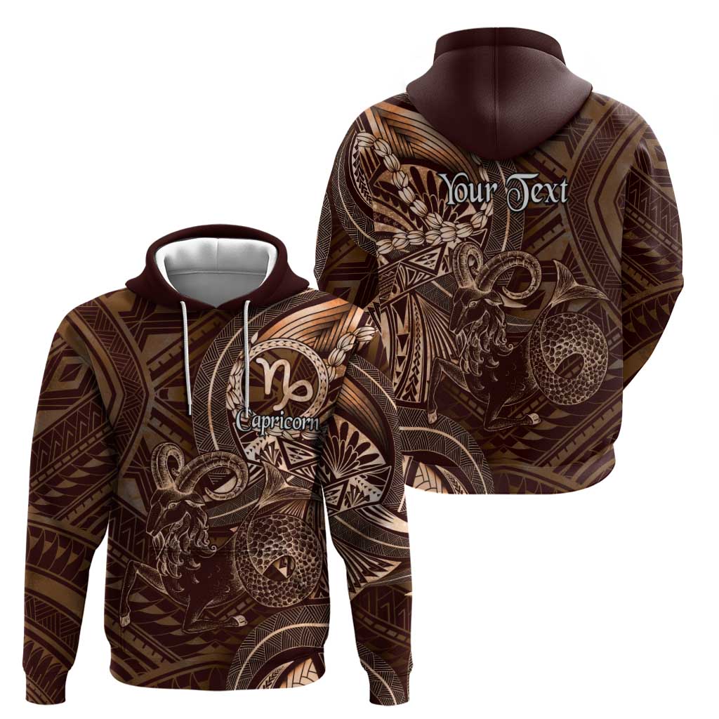 Personalised Polynesia Zodiac Capricorn Zip Hoodie Galaxy Polynesian Pattern Chest Tattoo Style
