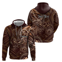 Personalised Polynesia Zodiac Capricorn Zip Hoodie Galaxy Polynesian Pattern Chest Tattoo Style