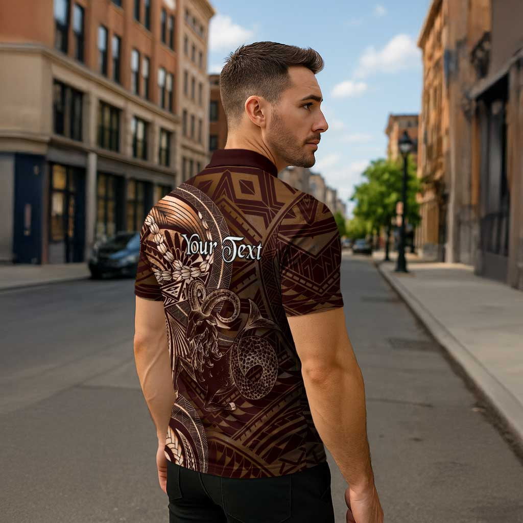 Personalised Polynesia Zodiac Capricorn Zipper Polo Shirt Galaxy Polynesian Pattern Chest Tattoo Style