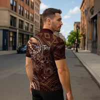 Personalised Polynesia Zodiac Capricorn Zipper Polo Shirt Galaxy Polynesian Pattern Chest Tattoo Style